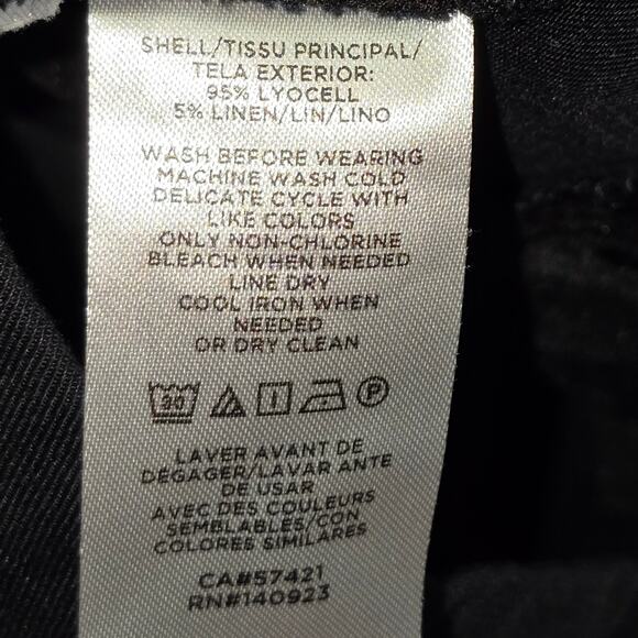 Loft Women's Black Gaucho Wide Leg Linen Blend Cropped Pants Size 6 - Picture 6 of 8